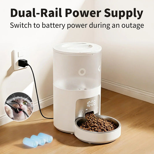 【Furlyn】4-Liter Automatic Pet Feeder with Smart Wifi App Control; Cat and Dog Feeder; Programmable Feeding; Timed and Portion-Controlled Feeding; Dual-Power Source Design to Prevent Food Jams; Pet Food Combo Pack