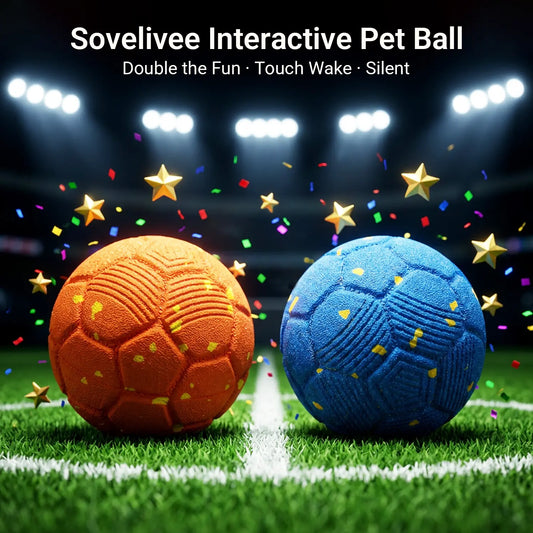 Sovelivee Interactive Dog Chew Toy Ball - 2026 Soccer Fest Edition Self-Moving Interactive Moving Ball, USB Rechargeable, Durable, Squeaky, for Dogs (Guards Fun When You'Re Away), Chew Toy Balls, Self-Moving Balls