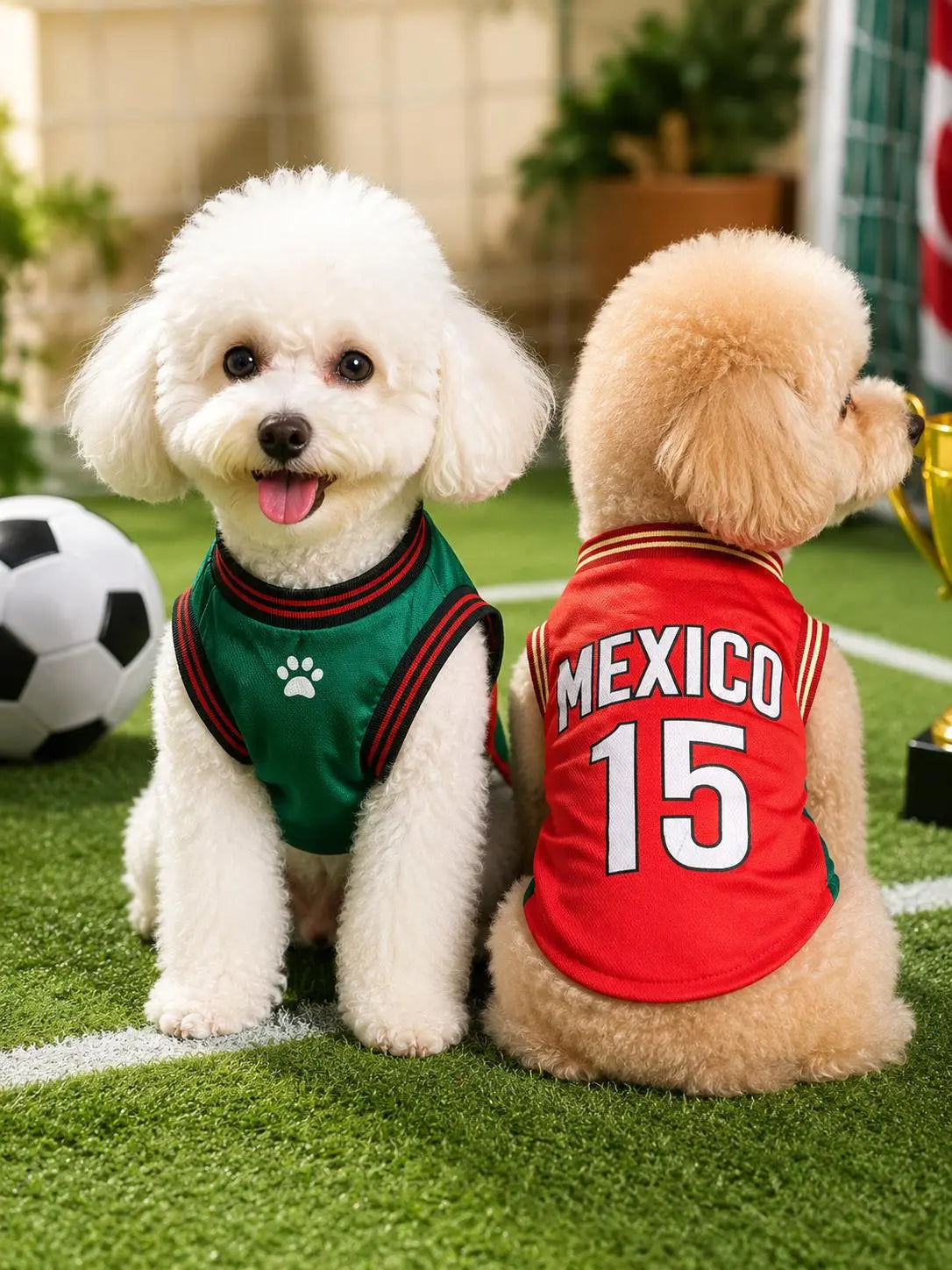 Pet Sports Jersey Shirt for Dogs and Cats, Lightweight Breathable Sleeveless Mesh Puppy Vest, Cute Soccer Style Pet Outfit for Small Medium Pets, Parties, Photos, Walks and Game Day