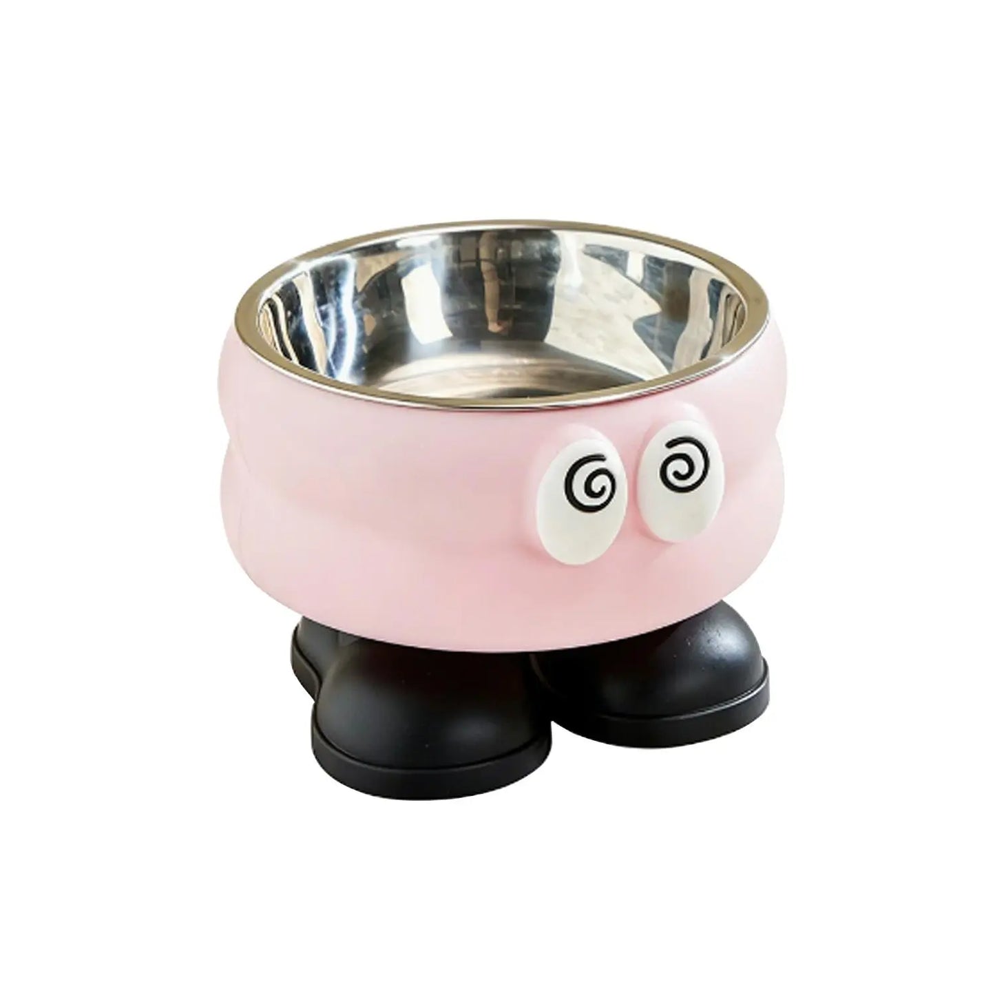（Gifts Ship Separately）Elevated Pet Bowl with Cute Big Eyes, Detachable Stainless Steel Raised Feeding Dish, Pet Food Water Bowl with Feet, Neck Protector Feeder for Dogs Cats