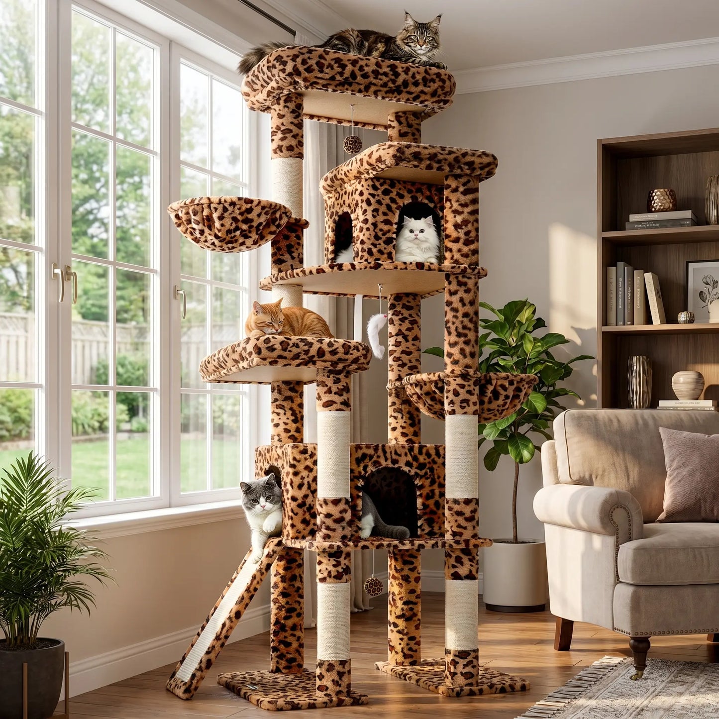 DESKAT 78 Inch Heavy-Duty Cat Tree Tower for Large Cats, Sturdy Multi-Level Cat Furniture with Condos & Scratching Posts