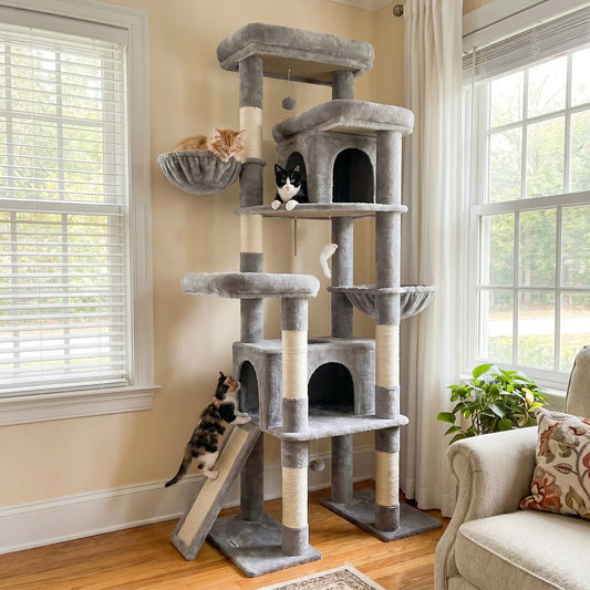 DESKAT 78 Inch Heavy-Duty Cat Tree Tower for Large Cats, Sturdy Multi-Level Cat Furniture with Condos & Scratching Posts