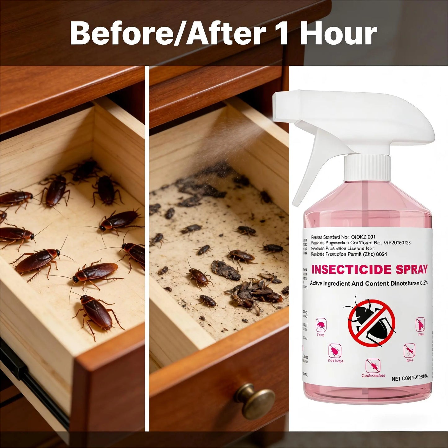 Indoor Cockroach Killer Pest Control Spray, User-Friendly Versatile Home Care Solution for Cockroaches & Other Insects
