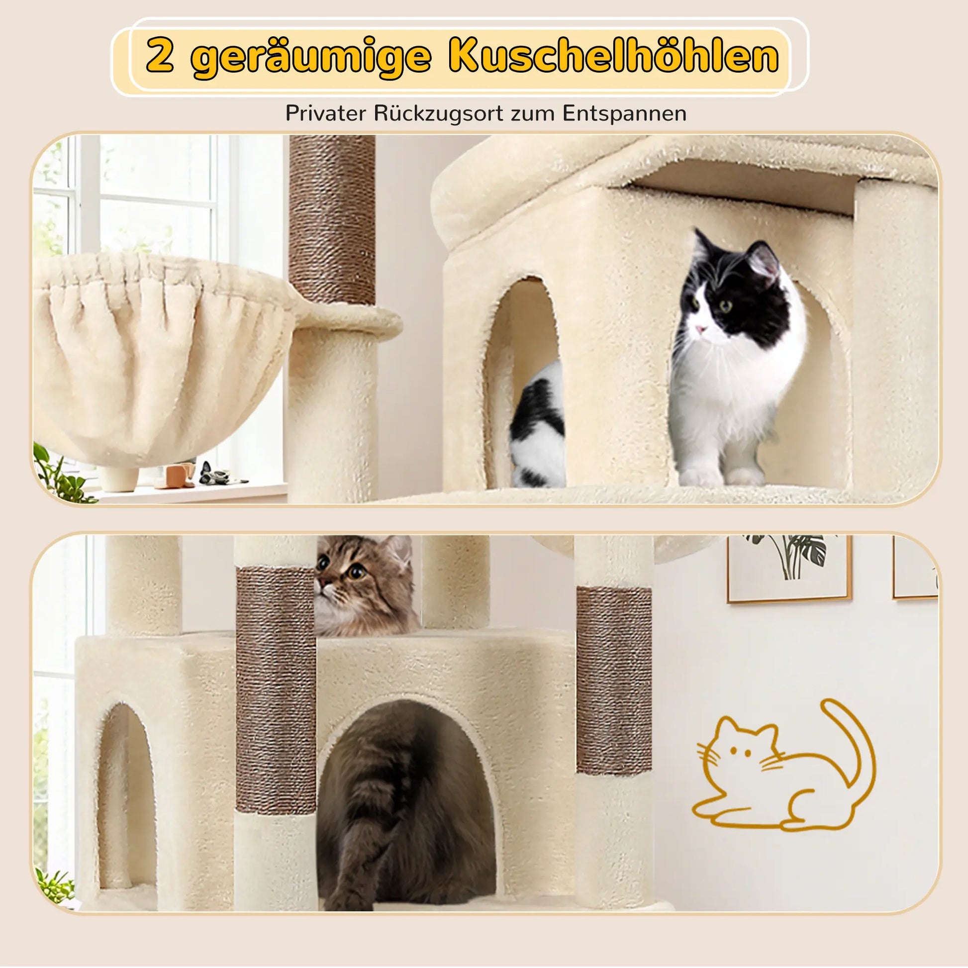 DESKAT 78 Inch Heavy-Duty Cat Tree Tower for Large Cats, Sturdy Multi-Level Cat Furniture with Condos & Scratching Posts