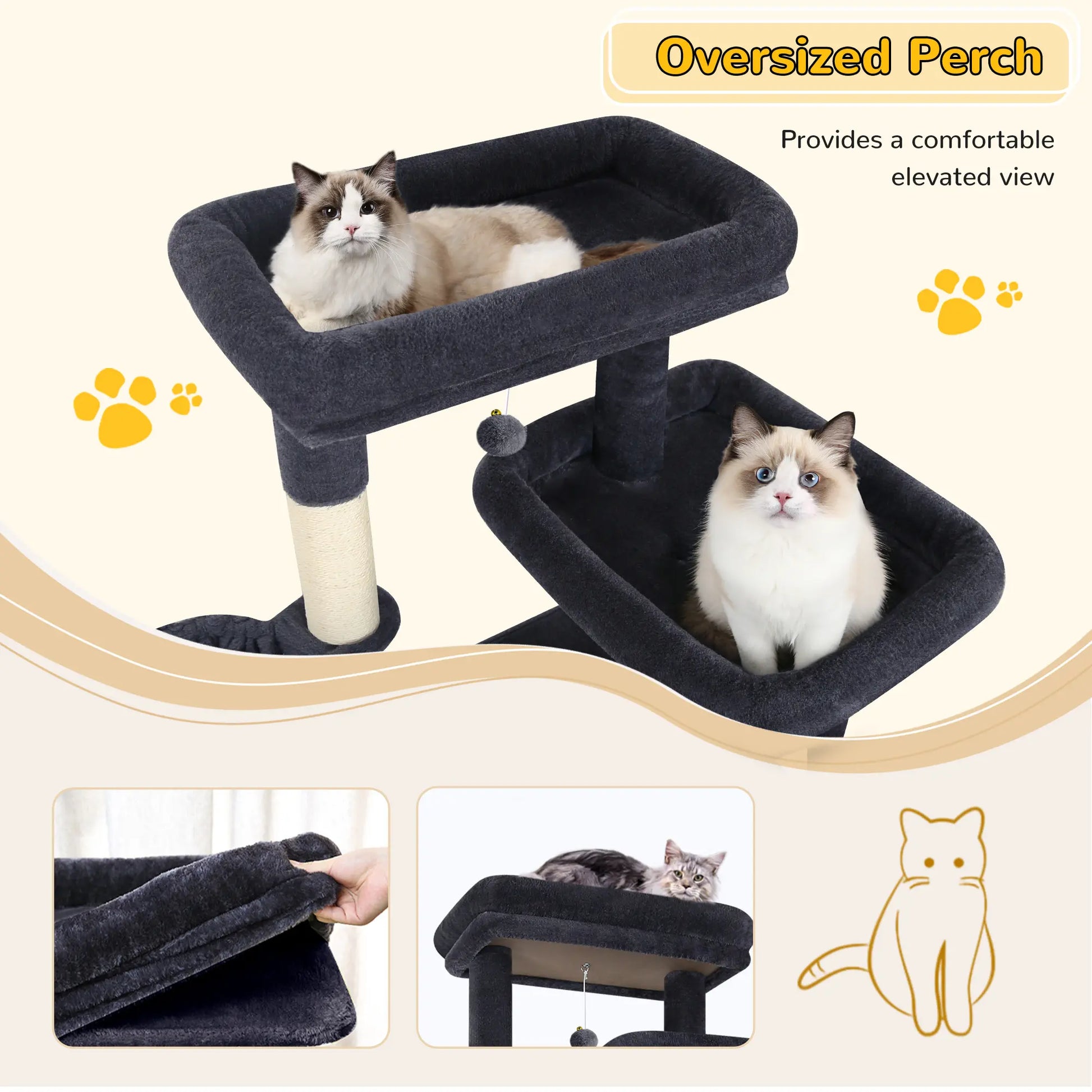 DESKAT 78 Inch Heavy-Duty Cat Tree Tower for Large Cats, Sturdy Multi-Level Cat Furniture with Condos & Scratching Posts