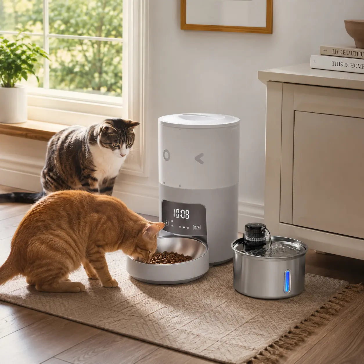 【Furlyn】4-Liter Automatic Pet Feeder with Smart Wifi App Control; Cat and Dog Feeder; Programmable Feeding; Timed and Portion-Controlled Feeding; Dual-Power Source Design to Prevent Food Jams; Pet Food Combo Pack