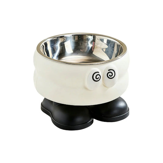 （Gifts Ship Separately）Elevated Pet Bowl with Cute Big Eyes, Detachable Stainless Steel Raised Feeding Dish, Pet Food Water Bowl with Feet, Neck Protector Feeder for Dogs Cats